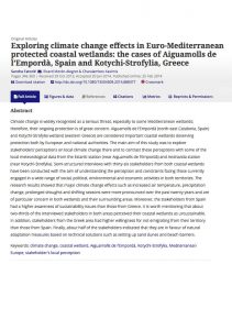 Exploring climate change effects in Euro-Mediterranean protected coastal wetlands: the cases of Aiguamolls de l’Empordà, Spain and Kotychi-Strofylia, Greece