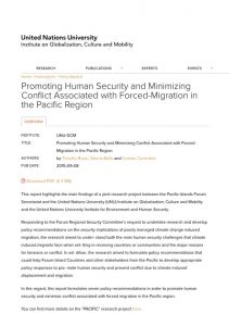 Promoting human security and minimizing conflict associated with forced migration in the Pacific region