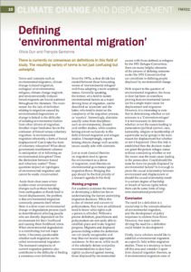Research of Olivia Dun and François Gemenne Defining ‘environmental migration’