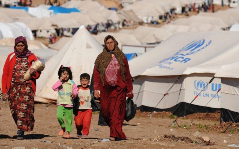 Mujeres en un campo de refugiados de Siria