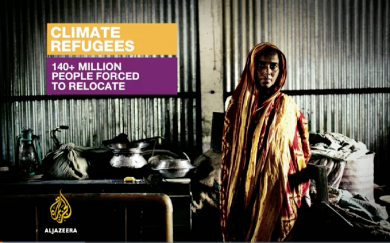 mujer refugiada a causa del cambio climático